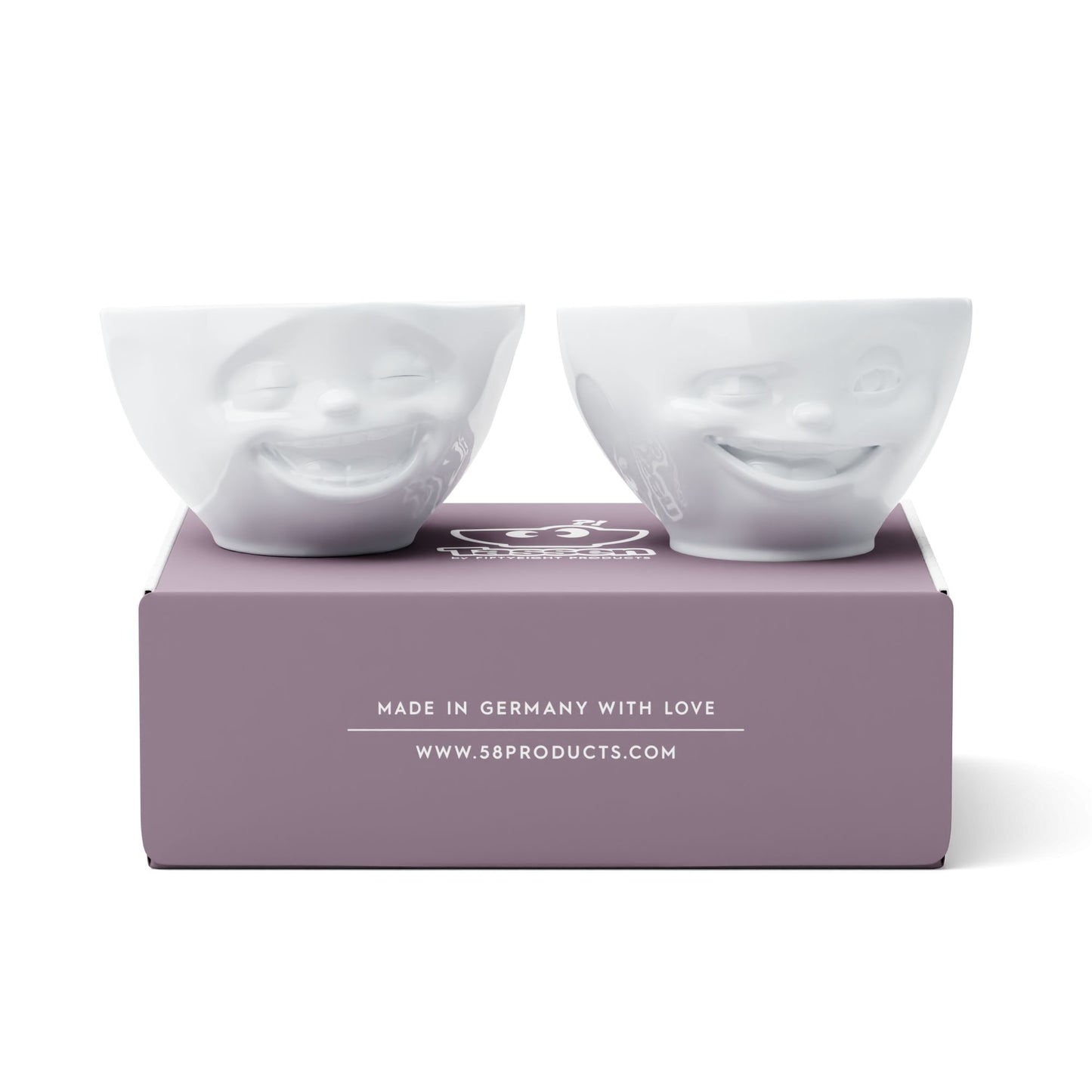 Laughing & Winking White Bowls