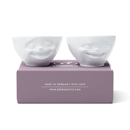 Laughing & Winking White Bowls