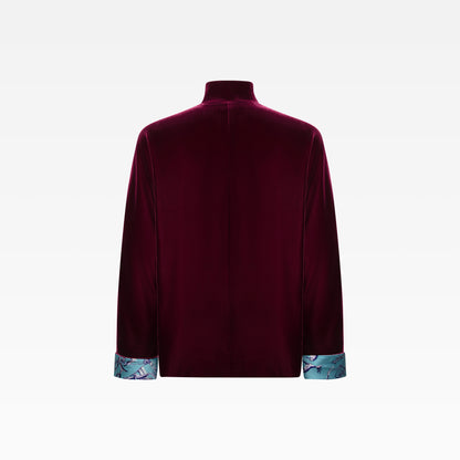 Tang Winding Stream Party Velvet Tang Jacket-Burgundy