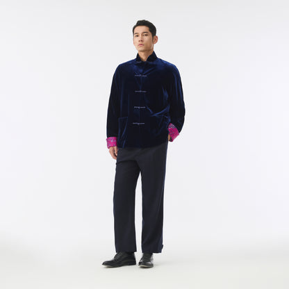 Winding Stream Party Velvet Tang Jacket Navy