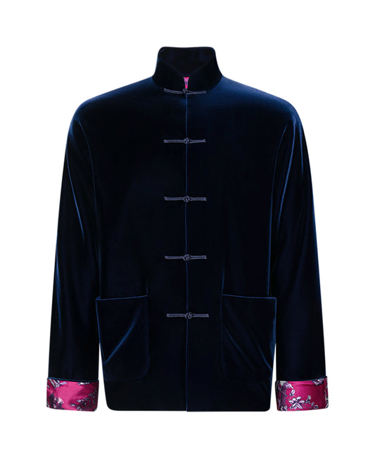 Winding Stream Party Velvet Tang Jacket Navy