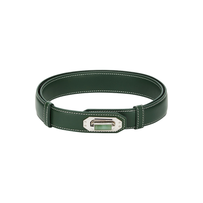 Jade Lock Leather Belt-Forest