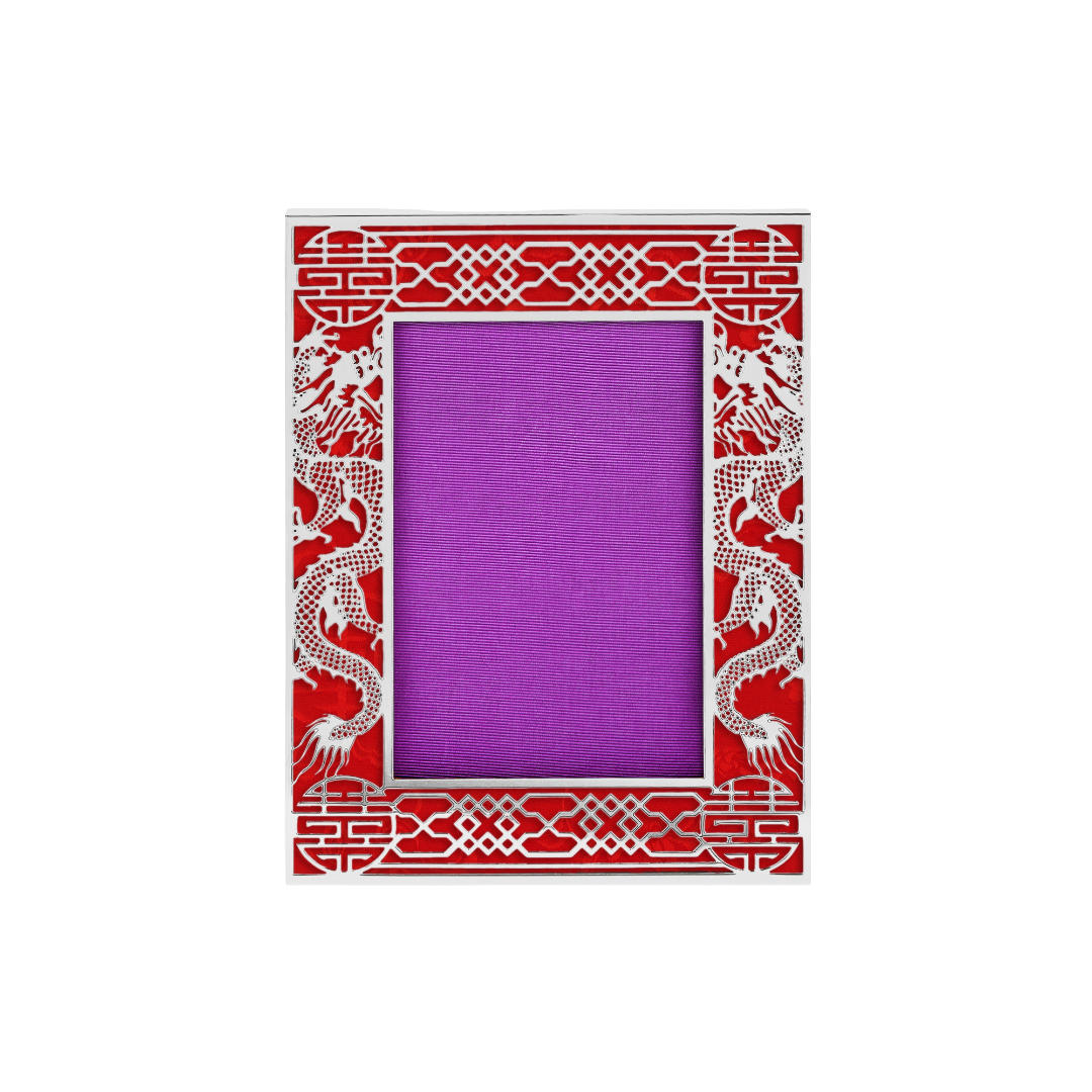 5R Dragon Filigree Photo Frame - Silver