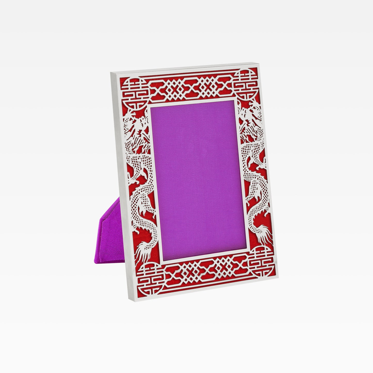 5R Dragon Filigree Photo Frame - Silver