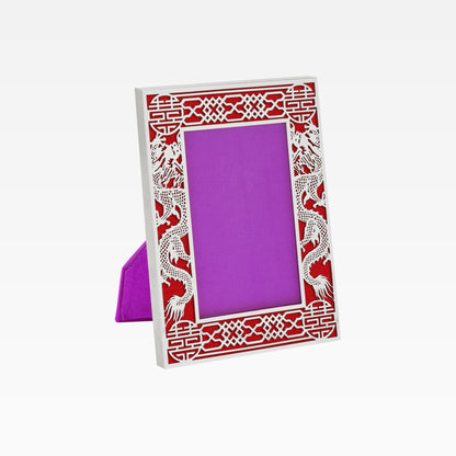 5R Dragon Filigree Photo Frame - Silver
