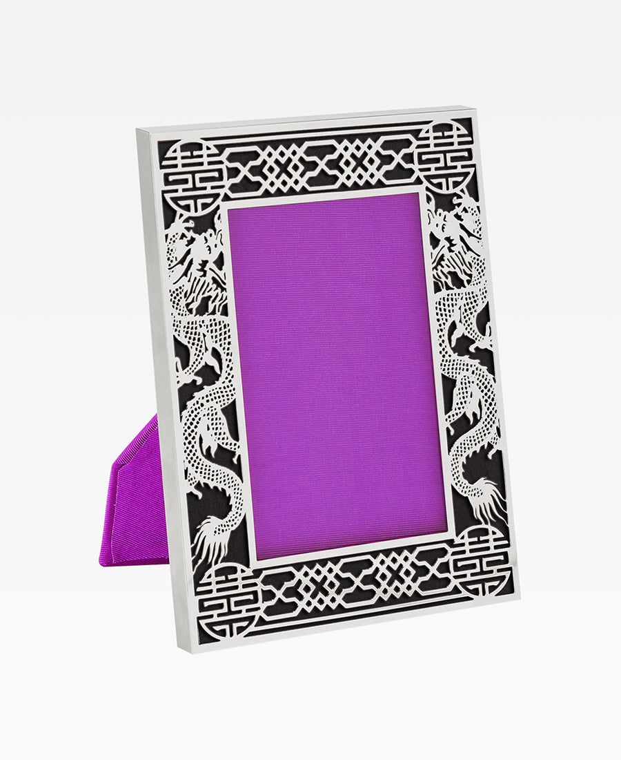 5R Dragon Filigree Photo Frame - Silver