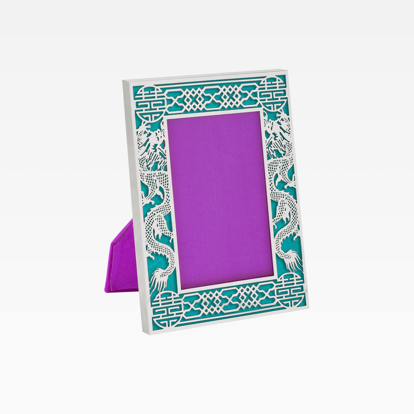5R Dragon Filigree Photo Frame - Silver