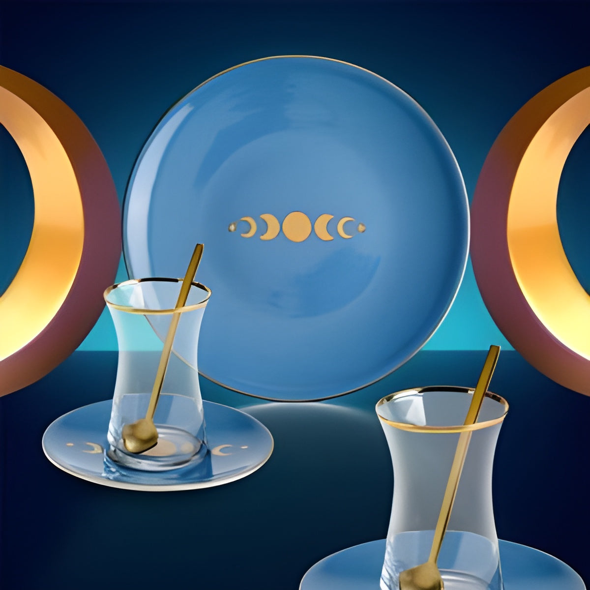 Hilal Blue Dessert Plates  Set of 6