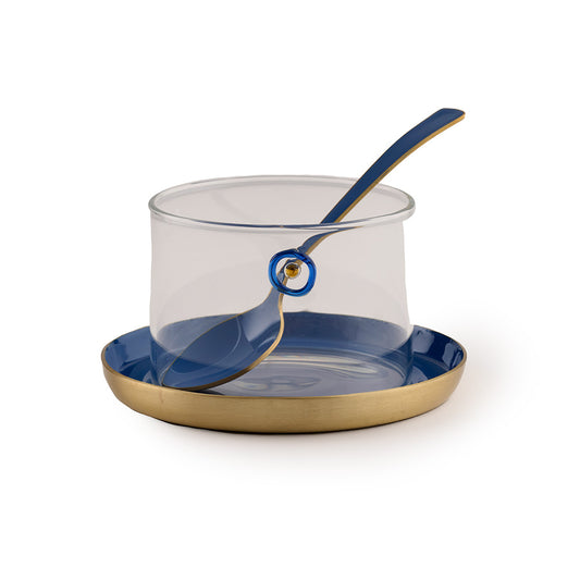 Blue Eye Dessert Bowl – Blue Enamel Saucer  Set of 6