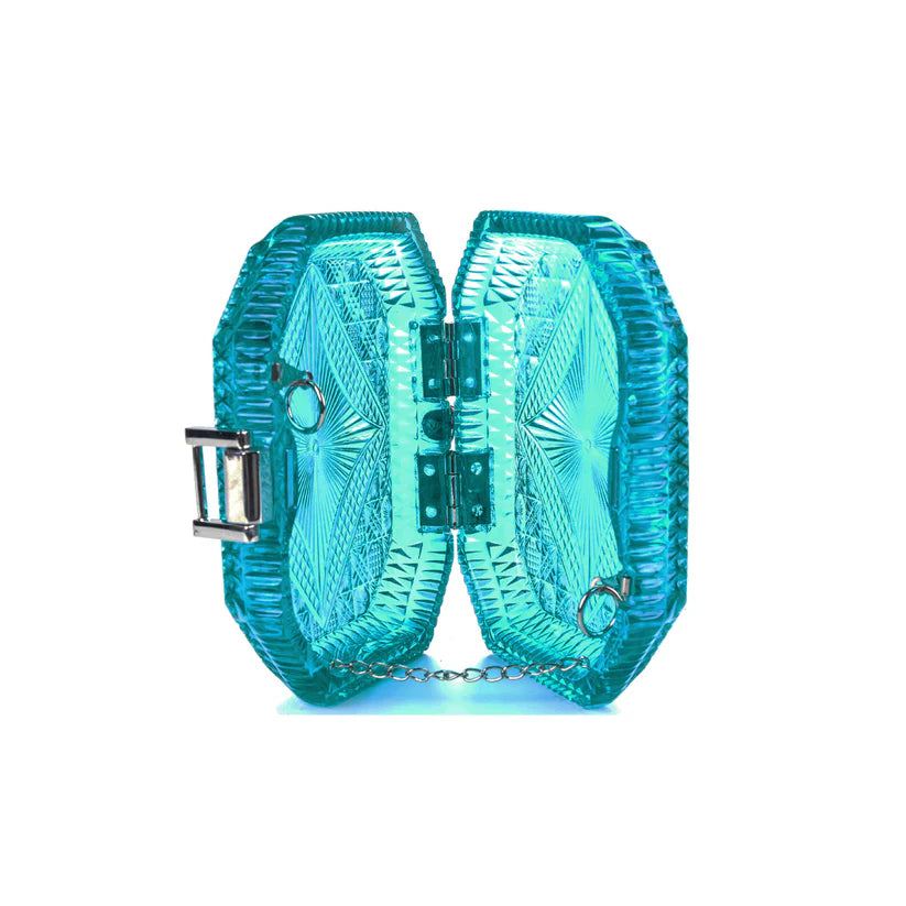 Hand Carved Octagon Clutch Aqua