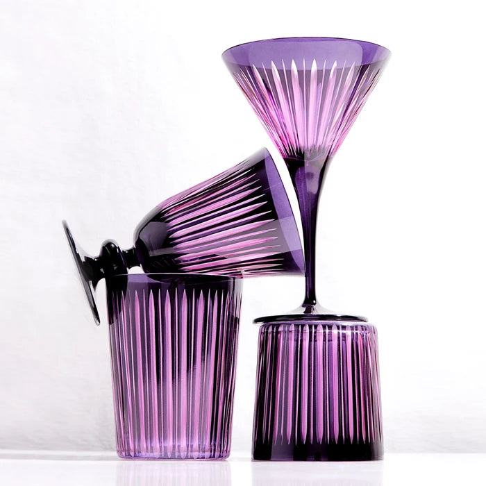 Prism Highball Glasses- Purple (Set of 4)