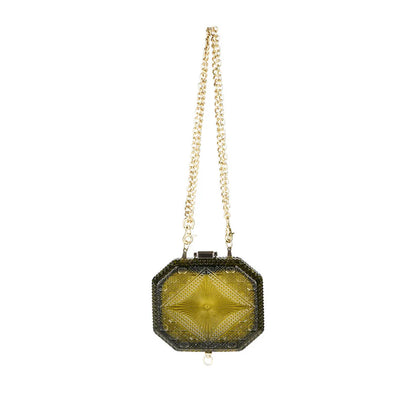 Hand Carved Octagon Clutch Olive