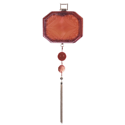 Hand Carved Octagon Clutch Amber