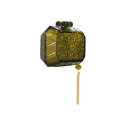 Wide Octagon Clutch Olive