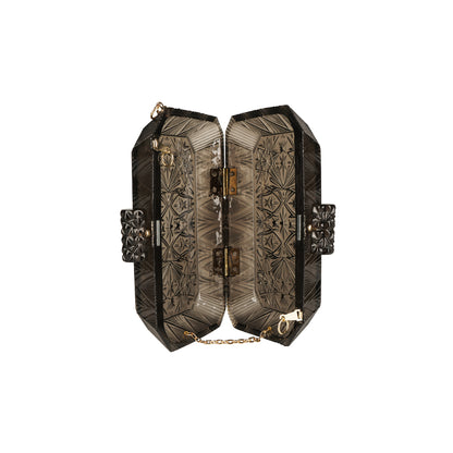 Wide Octagon Clutch Dark Grey