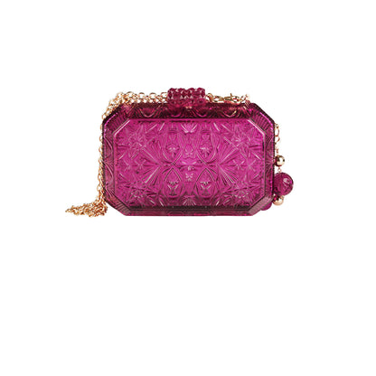 Wide Octagon Clutch Deep Purple