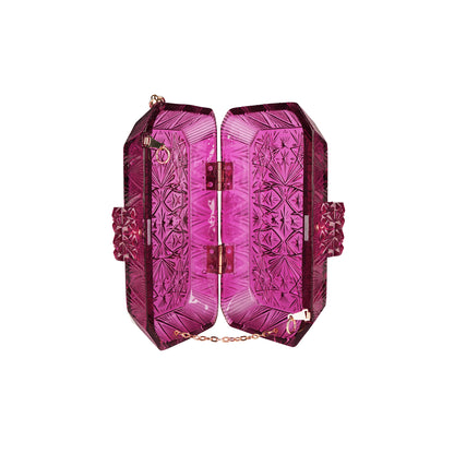Wide Octagon Clutch Deep Purple