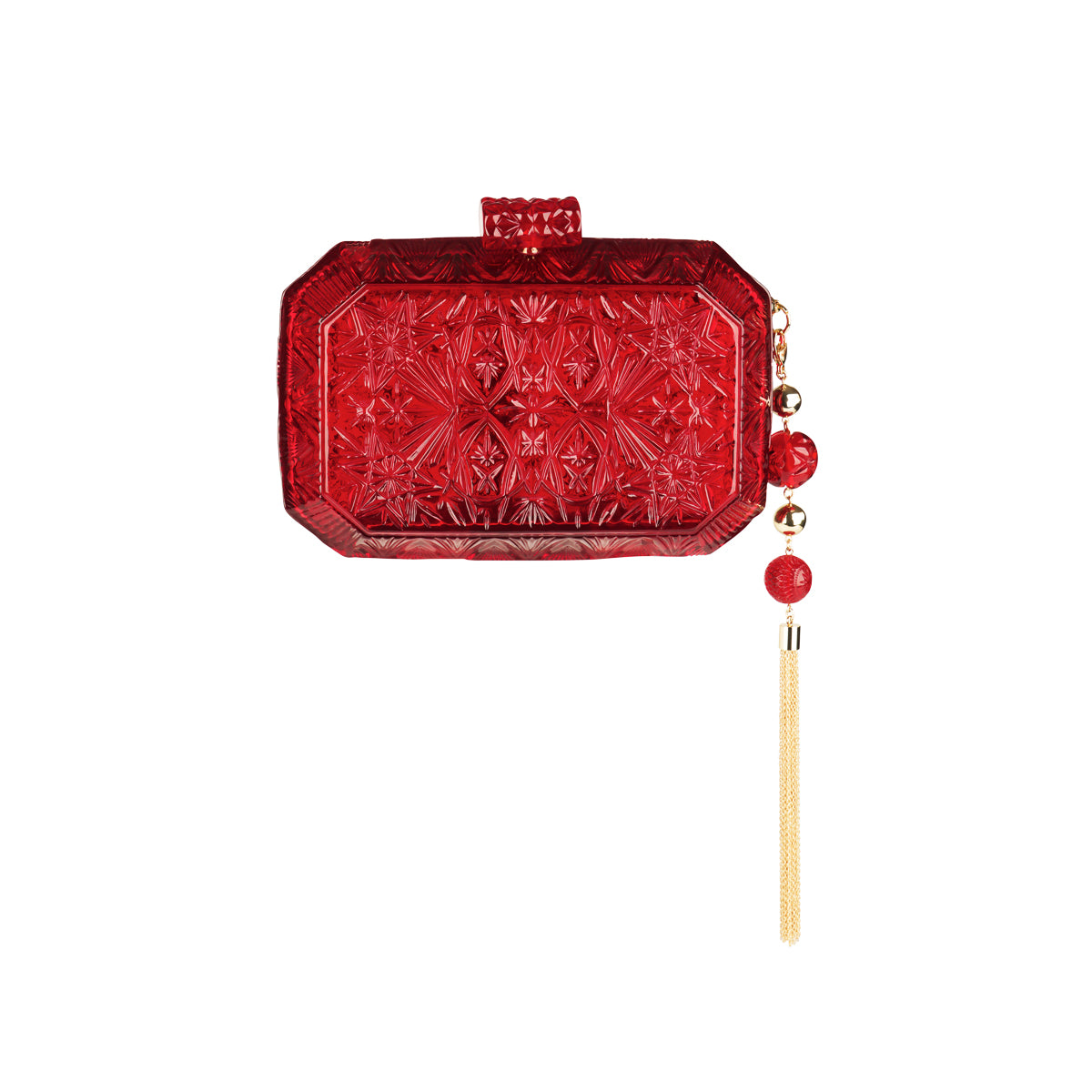 Wide Octagon Clutch Burgundy