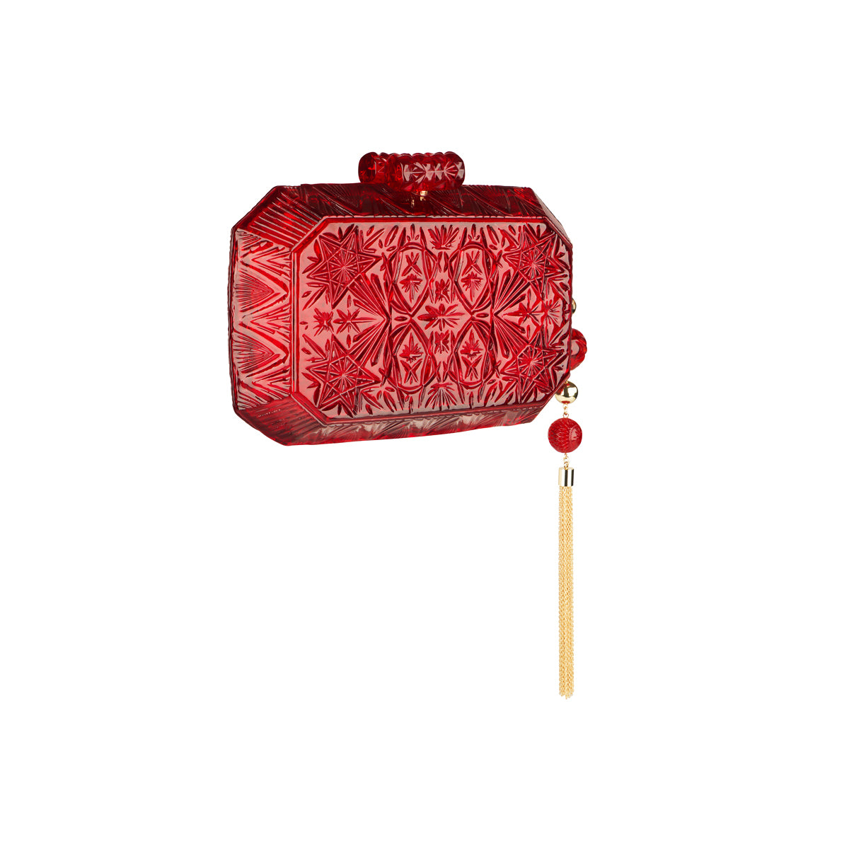 Wide Octagon Clutch Burgundy