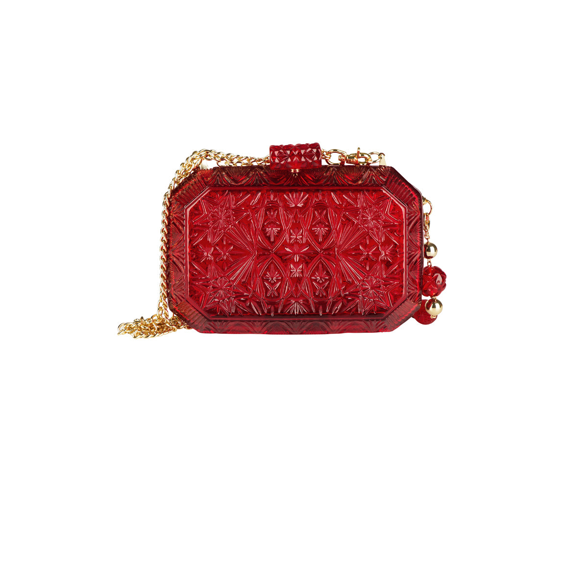 Wide Octagon Clutch Burgundy