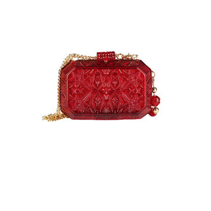 Wide Octagon Clutch Burgundy
