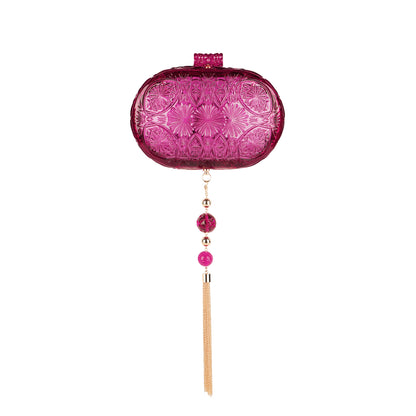 Hand Carved Oval Clutch Deep Purple