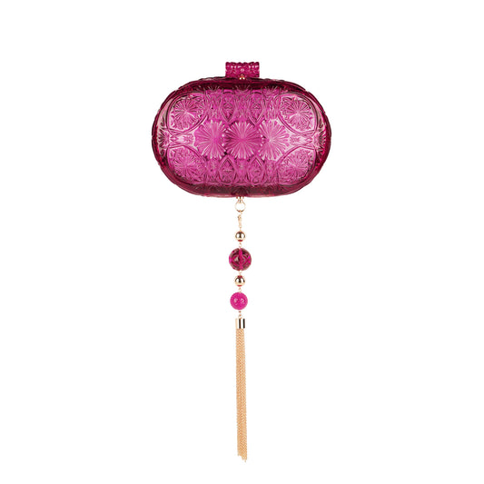 Hand Carved Oval Clutch Deep Purple