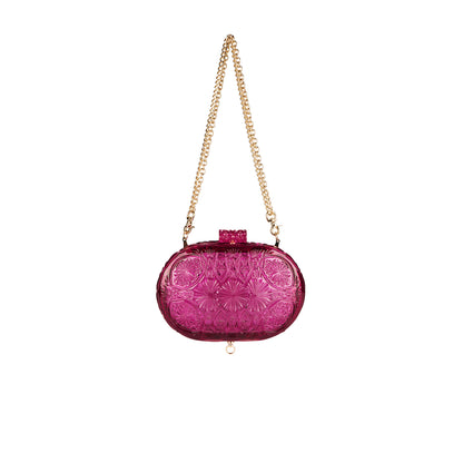 Hand Carved Oval Clutch Deep Purple