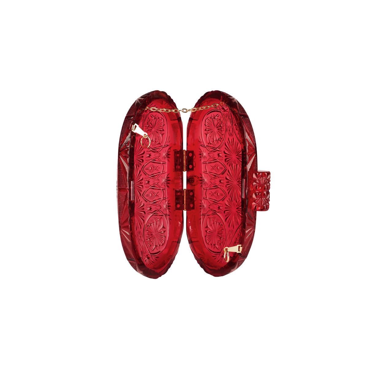 Hand Carved Oval Clutch Burgundy