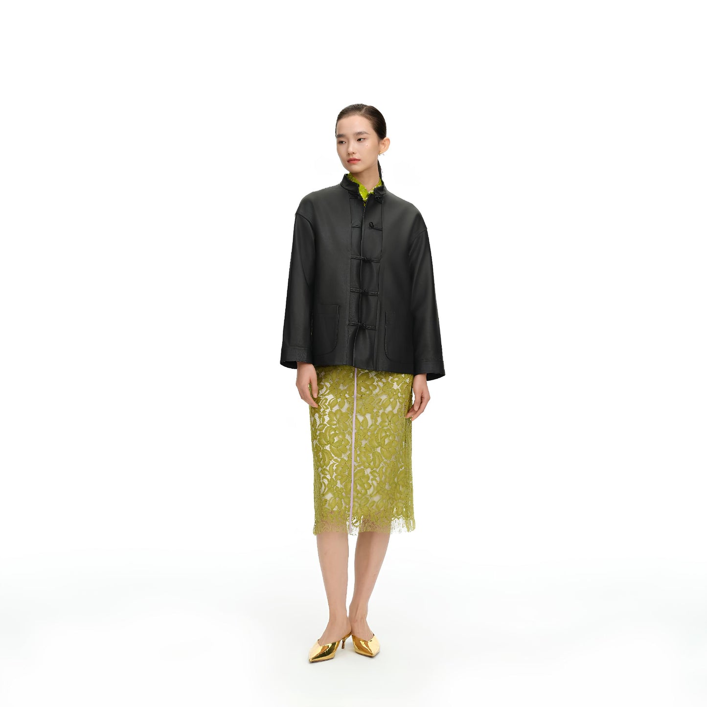 Tang Leather Five-button Jacket